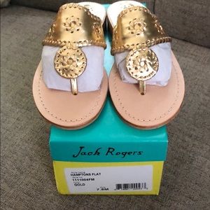 Jack Rogers Hamptons Flat Gold 7.5